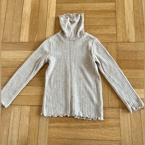 Bisous XXX Beige Ribbed  Turtleneck Sweater